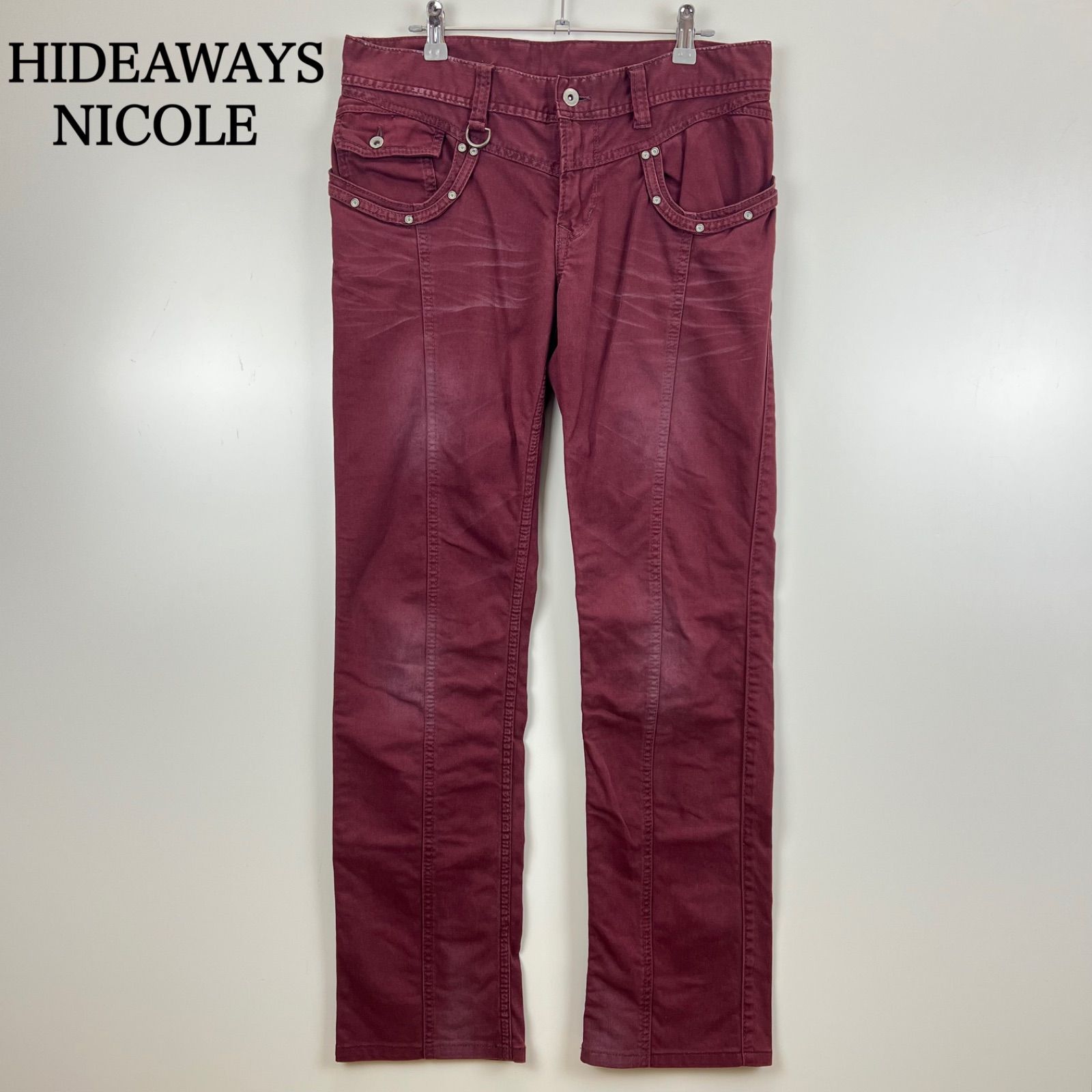 HIDEAWAYS NICOLE 00s y2k archive many rivet grunge pants 48 L 