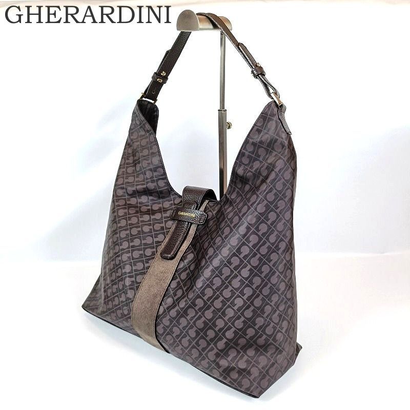 良品 GHERARDINI ゲラルディーニ ショルダーバッグ ブラウン系 軽量