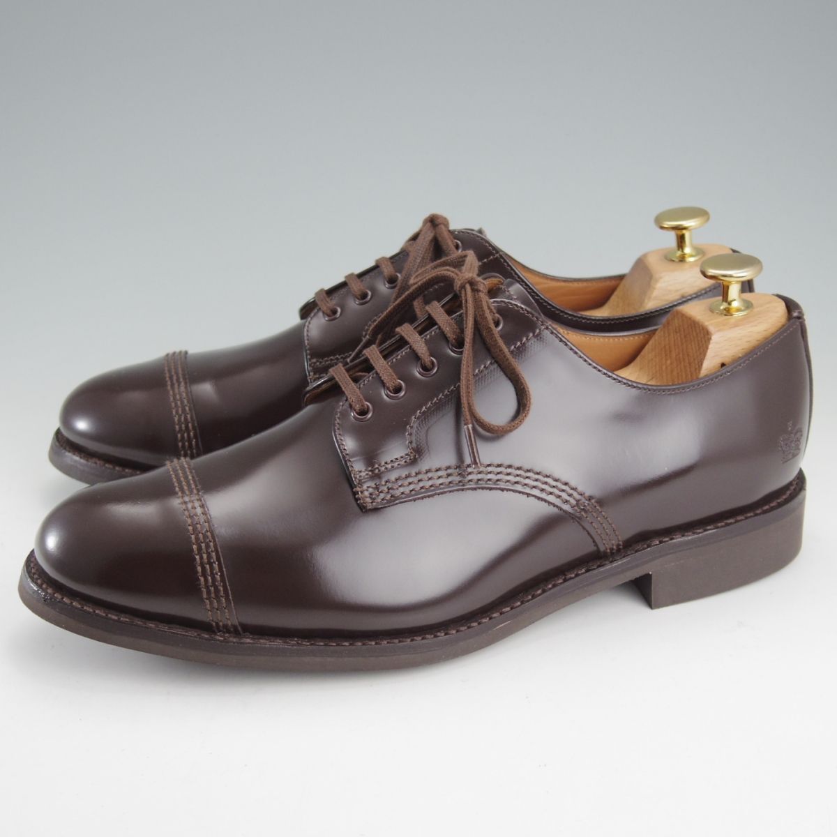 英 サンダース SIZE 7 5 定価 68 200 ミリタリー Military Derby Shoe ストレートチップ EBONY 濃茶 o 136