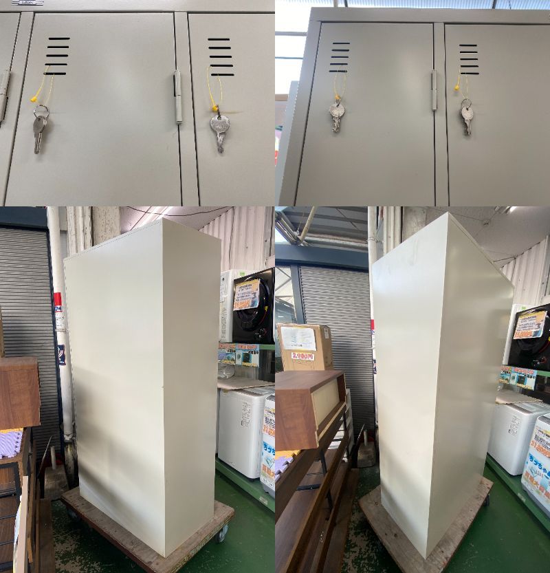 中古品】熊本県店舗引き取り限定 LION ライオン事務機 4人用ロッカー 