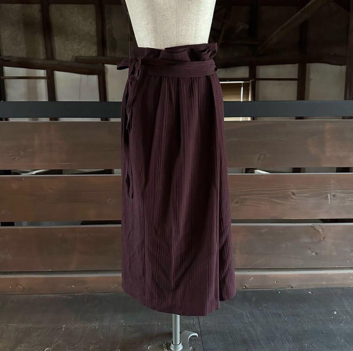 JURGEN LEHL ヨーガンレール ガラ紡 和織 ロングスカート M ゴム 楽天