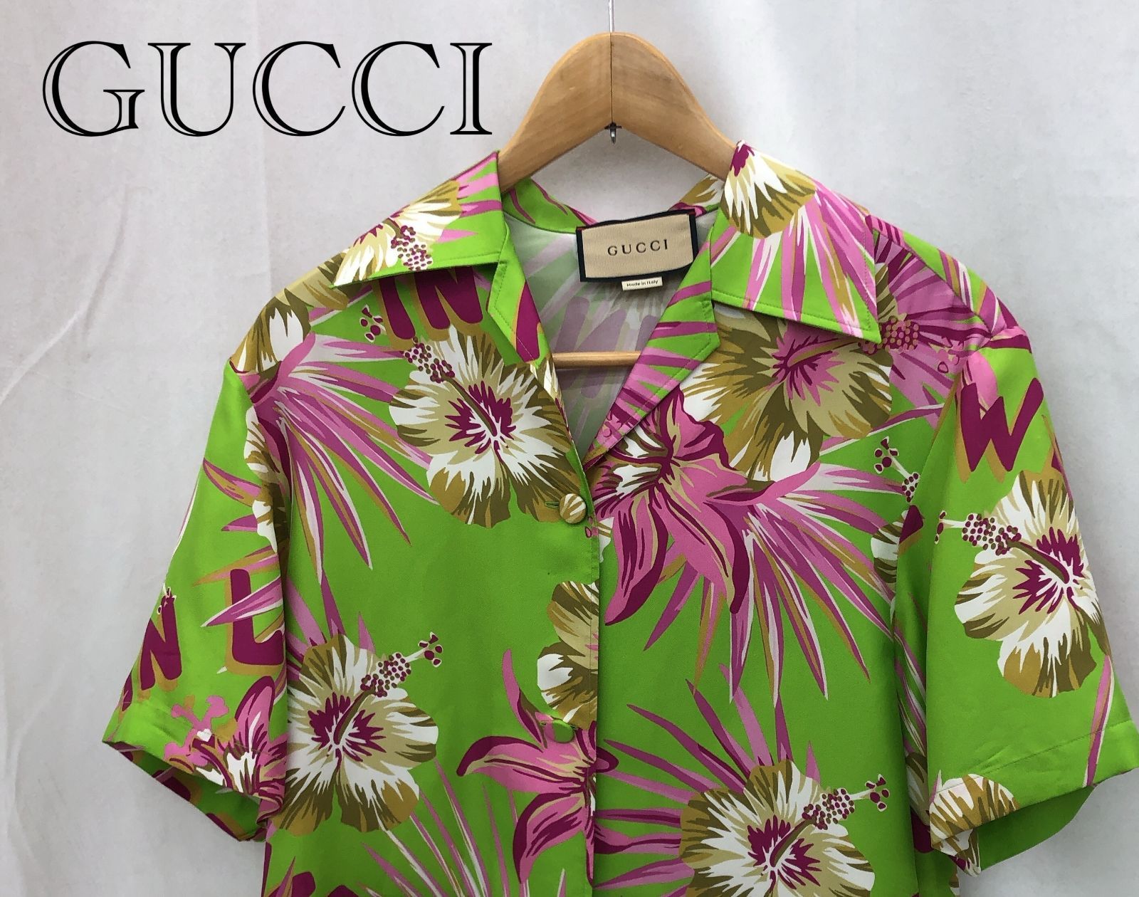 GUCCI GUCCI グッチ シルク 半袖シャツ フローラルプリント ライト