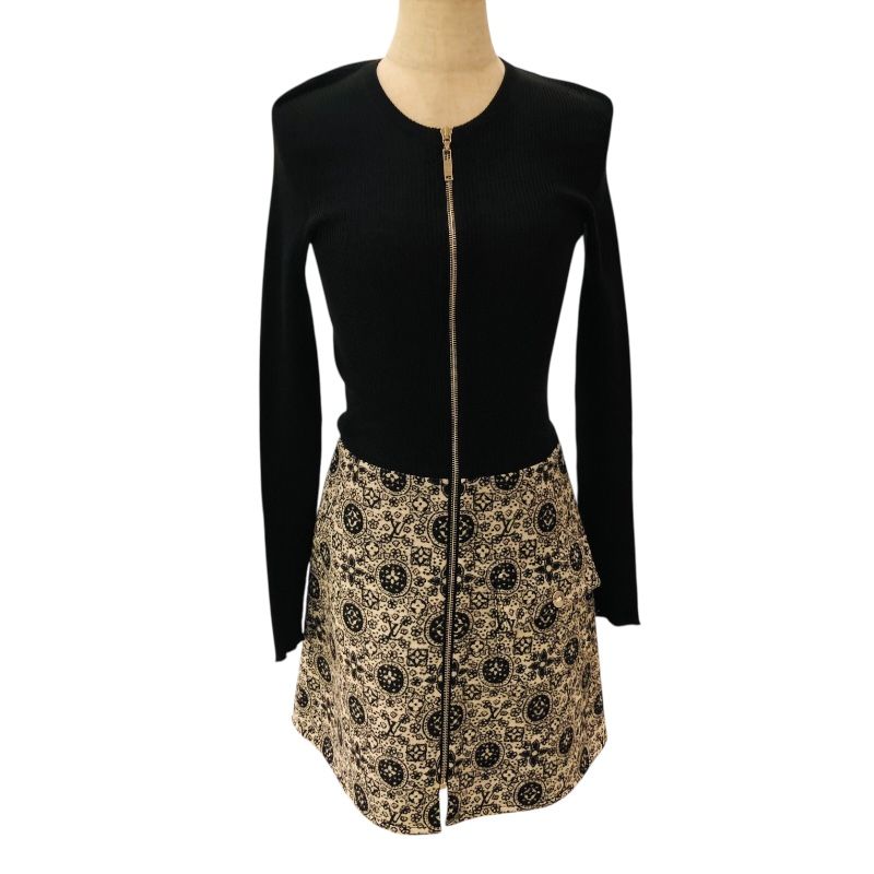 ルイ ヴィトン LOUIS VUITTON モノグラム切替ジップワンピース FADR 36 ウール レディース ワンピース