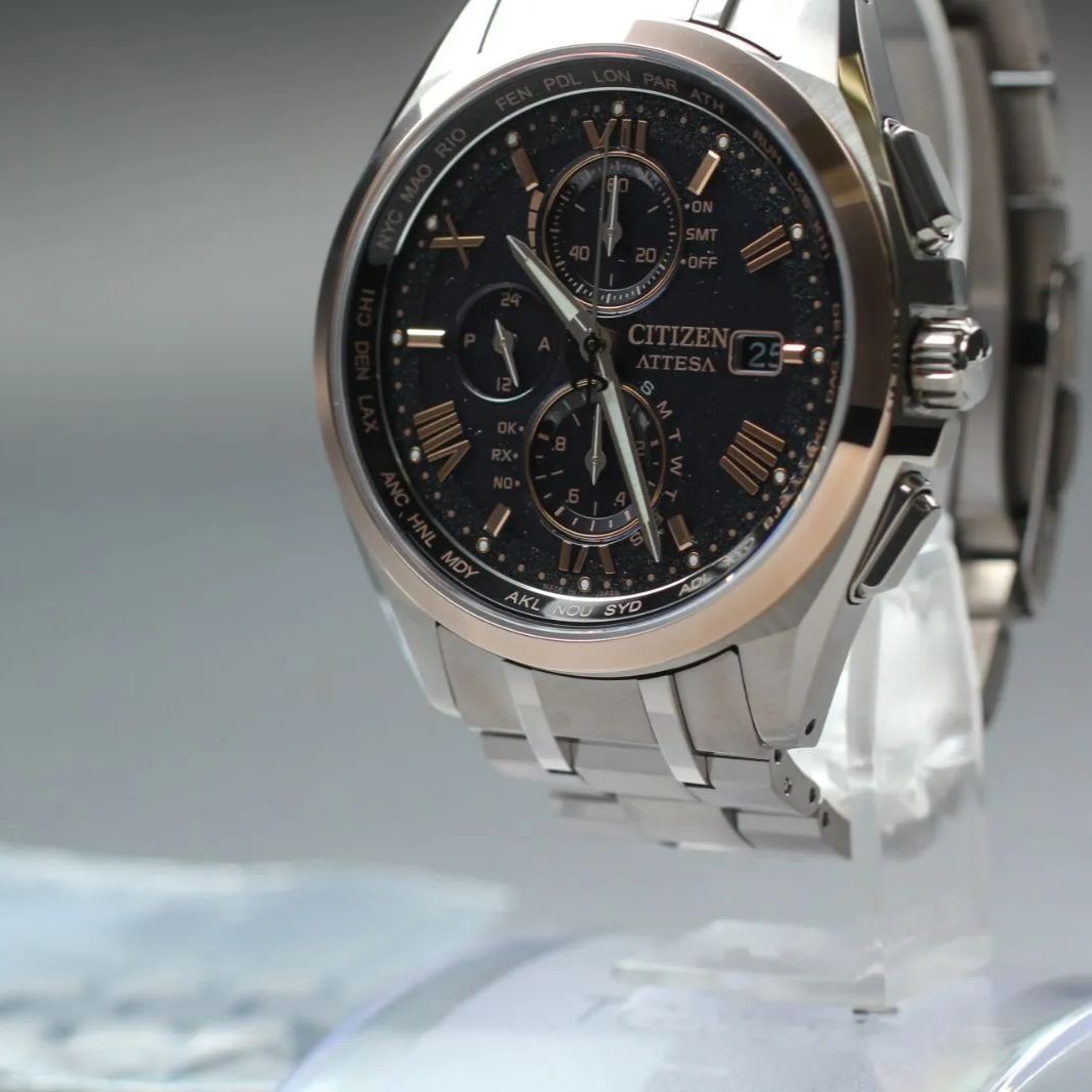 CITIZEN アテッサ H 800-A 1 CDW 03 AT 8254-61 E エコドライブ デイト 黒文字盤 メンズ腕時計