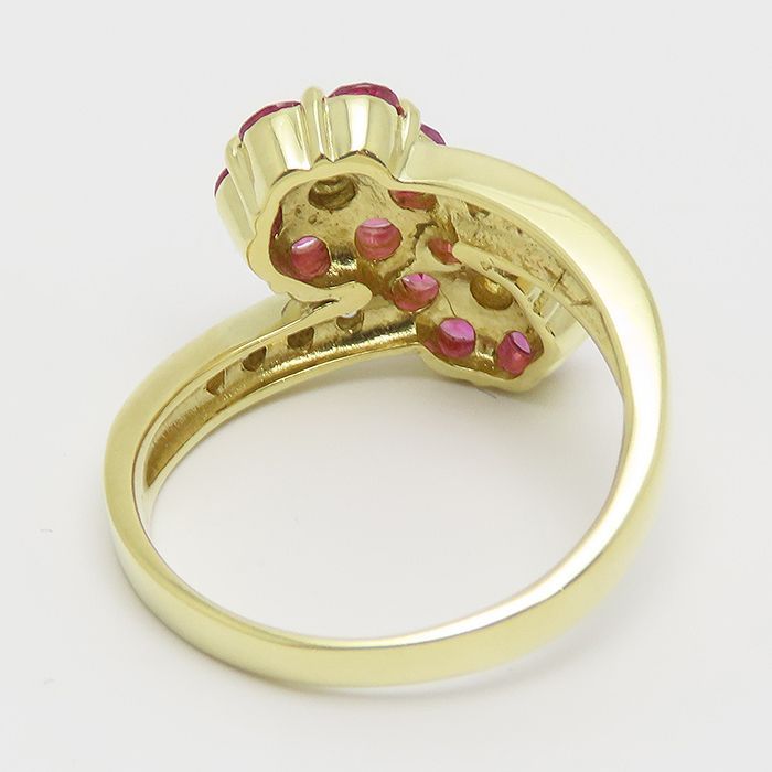 極美品 お花がモチーフ！ルビー&ダイヤモンドK18リング【磨き済み】 ルビー ダイヤモンド フラワーモチーフリング R 1.61ct D 0.10ct K18WG