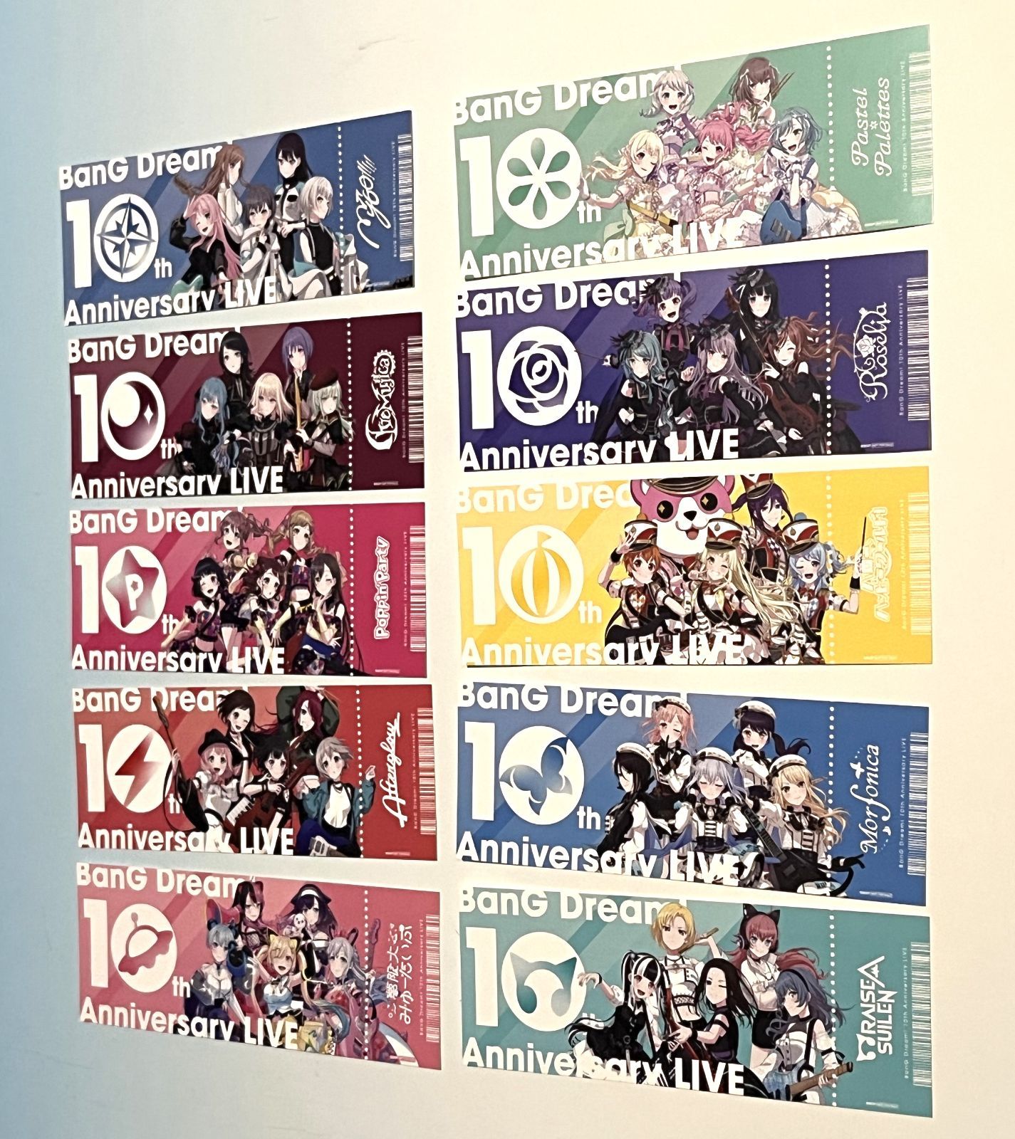 バンドリ チケット風カード 10種 10th Anniversary LIVE - メルカリ