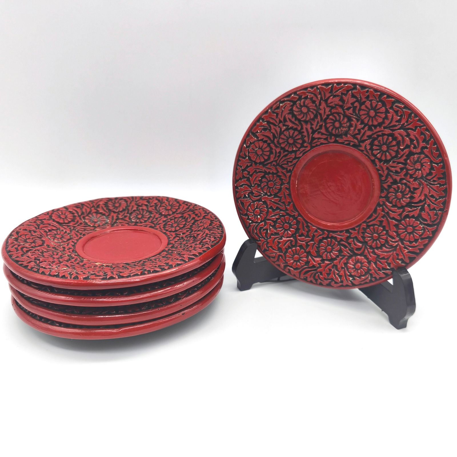 仙台堆朱・茶托・5客揃・漆器・伝統工芸・No.251105-14・梱包サイズ60