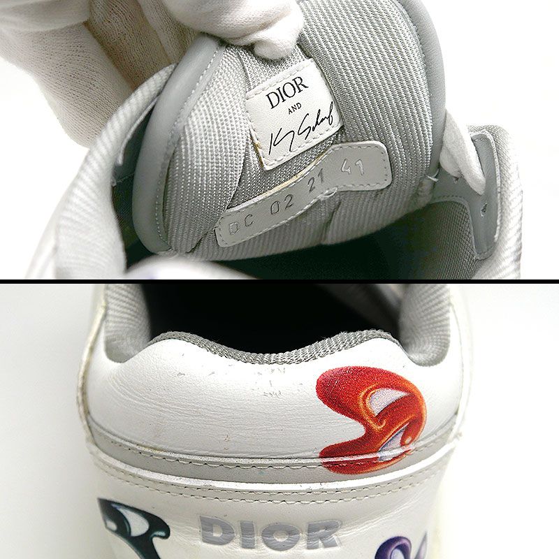 ディオール ケニーシャーフ ローカットスニーカー 41 ホワイト レザー