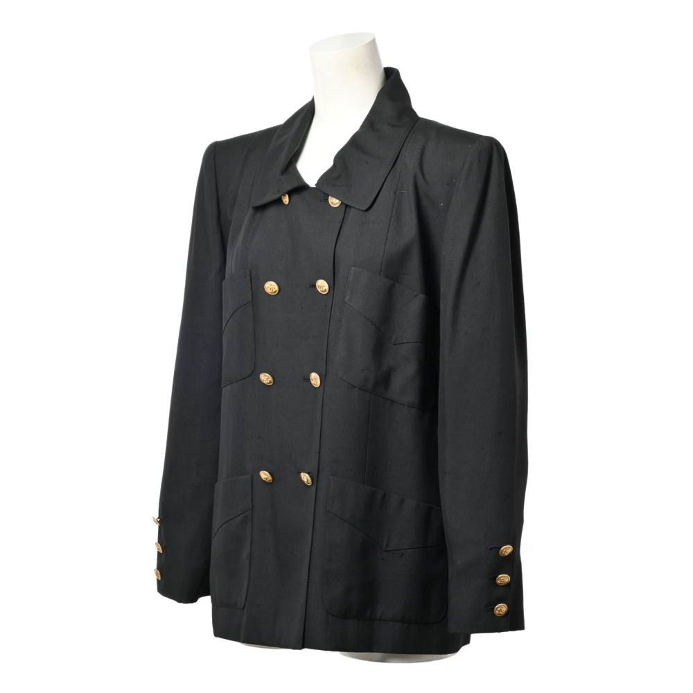 CHANEL ヴィンテージ シルク ダブルブレスト ジャケット ココマーク