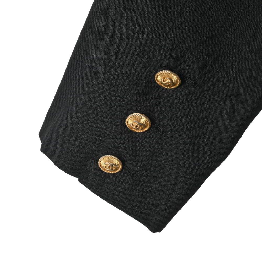 CHANEL ヴィンテージ シルク ダブルブレスト ジャケット ココマーク