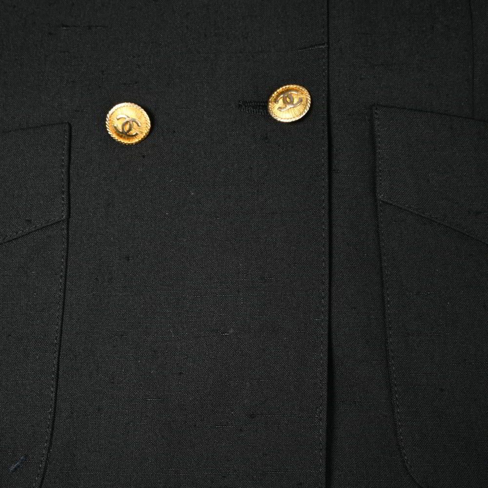 CHANEL ヴィンテージ シルク ダブルブレスト ジャケット ココマーク