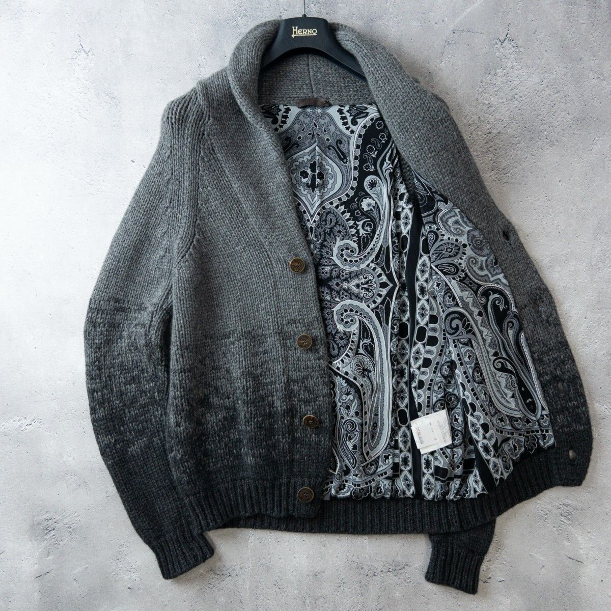 イタリア製 ETRO エトロ 最高級 カシミヤ100% ショールカラー ニット