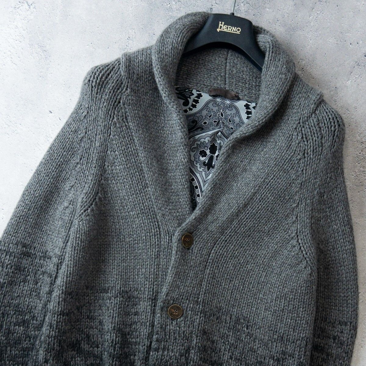 イタリア製 ETRO エトロ 最高級 カシミヤ100% ショールカラー ニット 