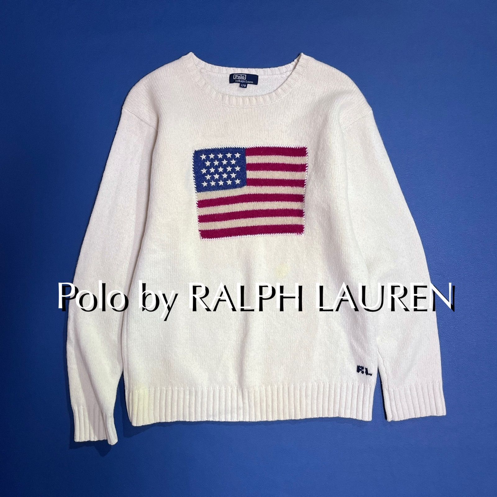 ck44a RALPH LAUREN 星条旗 ニット セーター クルーネック 長袖 ウール