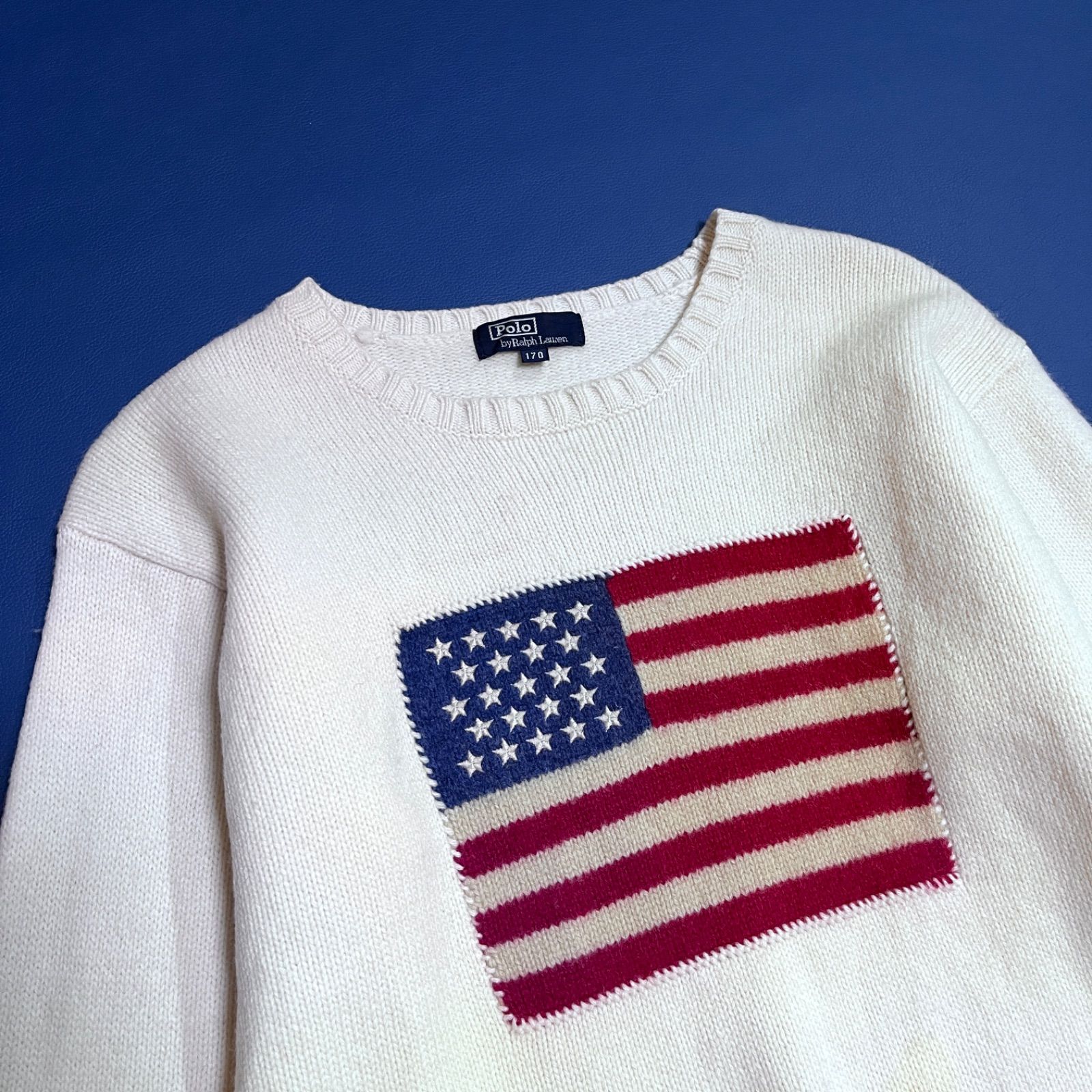 ck44a RALPH LAUREN 星条旗 ニット セーター クルーネック 長袖 ウール