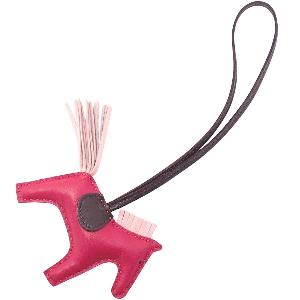 HERMES エルメス ロデオチャームPM フランボワーズ ローズサクラ ルージュセリエ ピンク ダークブラウン焦げ茶 アニョーミロ Z刻印 バッグチャーム ホース 馬モチーフ 小物 レディース アラモード