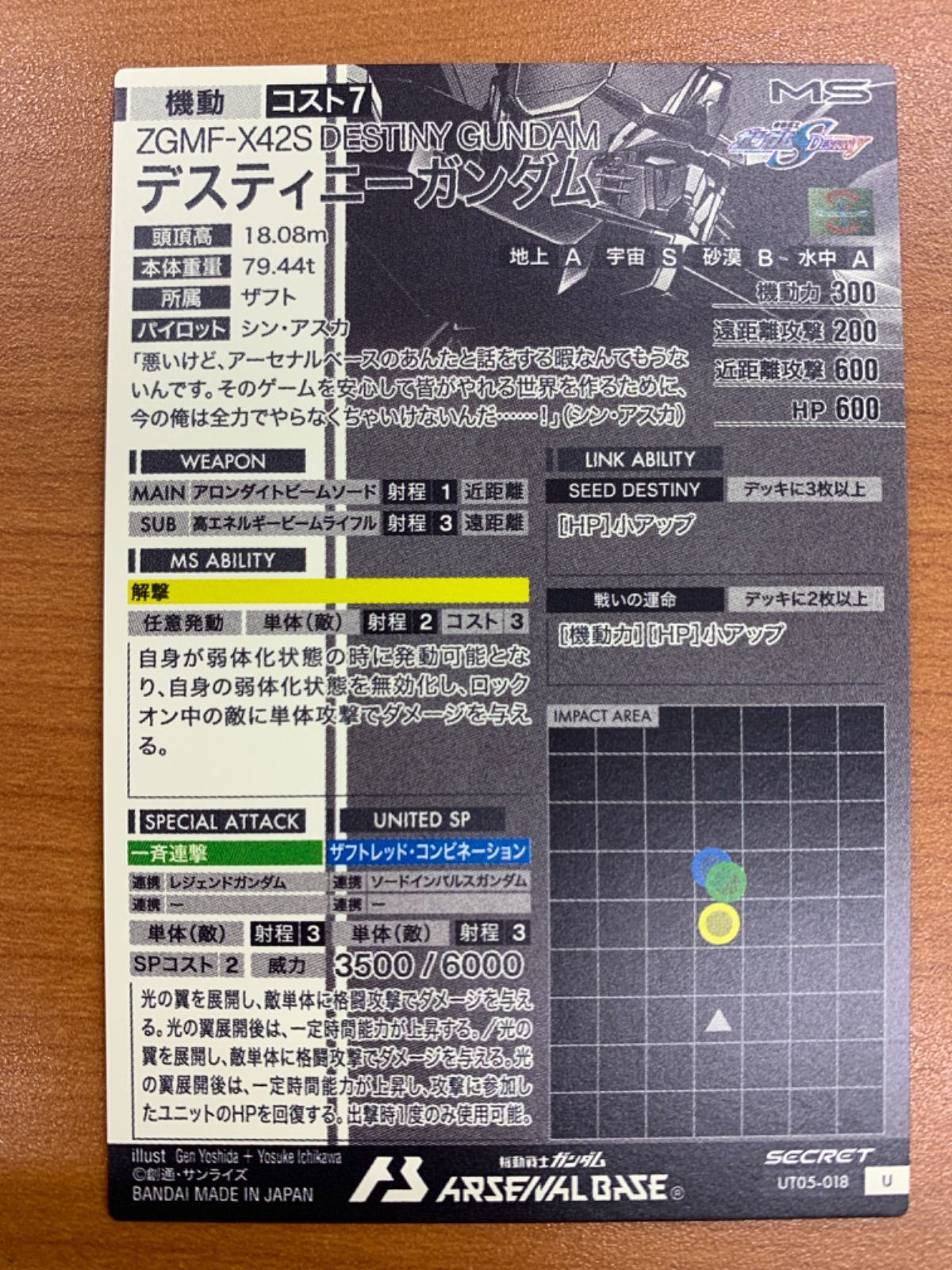状態A デスティニーガンダム U シークレット UT 05 018 機動戦士ガンダム アーセナルベース
