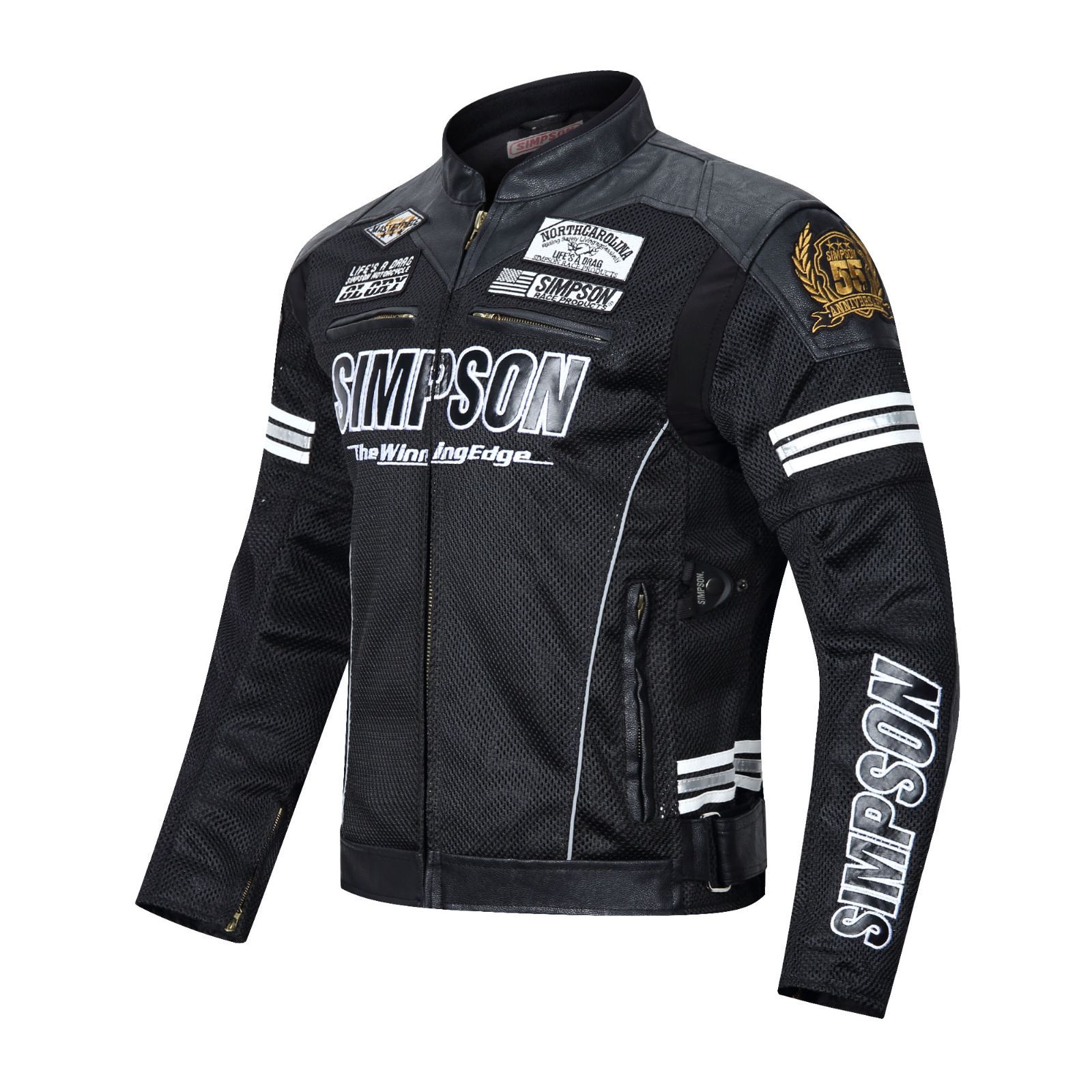 【美品】SIMPSON バイクジャケット ライディングジャケット Mサイズ シンプソン バイク ジャケット メッシュ 春夏秋冬【プロテクター標準