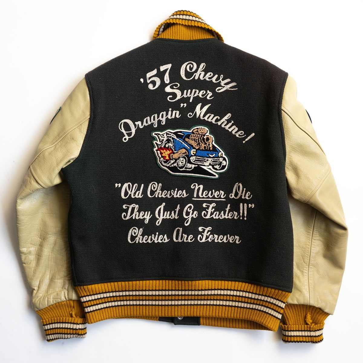 美品】WHITESVILLE【フルデコ レザースリーブ スタジャン】40