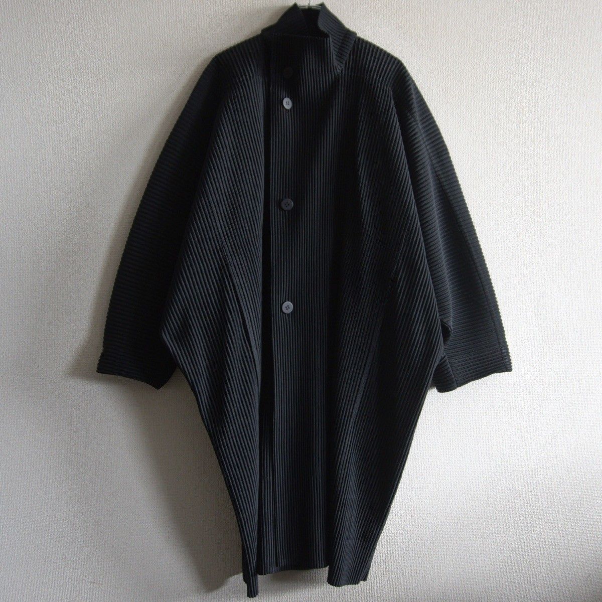 美品】 HOMME PLISSE ISSEY MIYAKE【プリーツ コート】1 ブラック