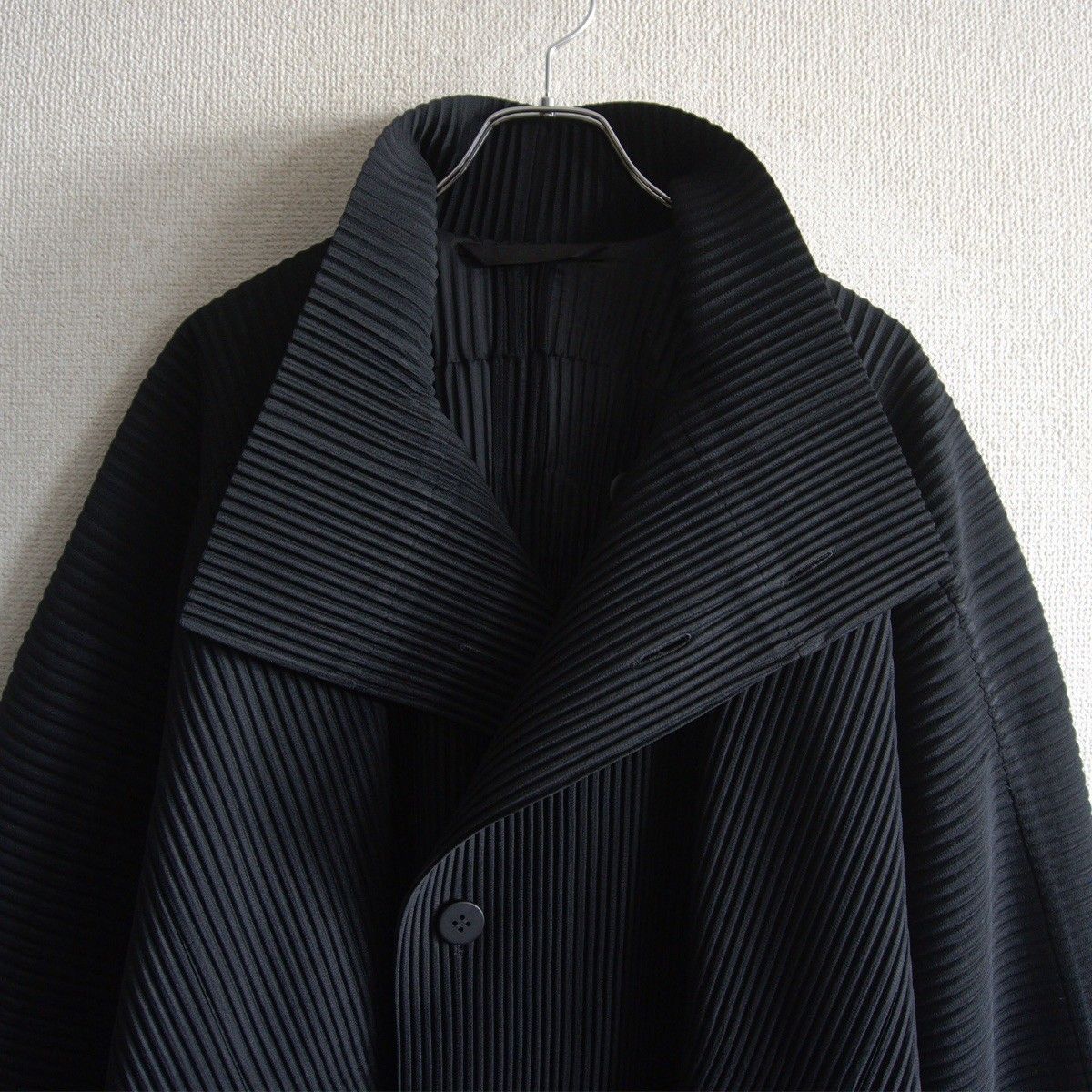 美品】 HOMME PLISSE ISSEY MIYAKE【プリーツ コート】1 ブラック