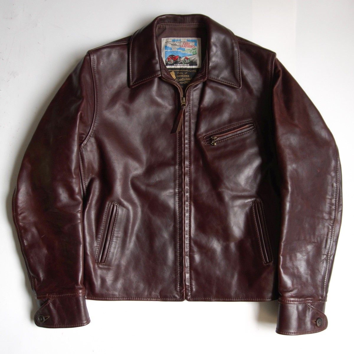 美品】AERO LEATHER【ハーフベルト ホースハイド レザー ジャケット 