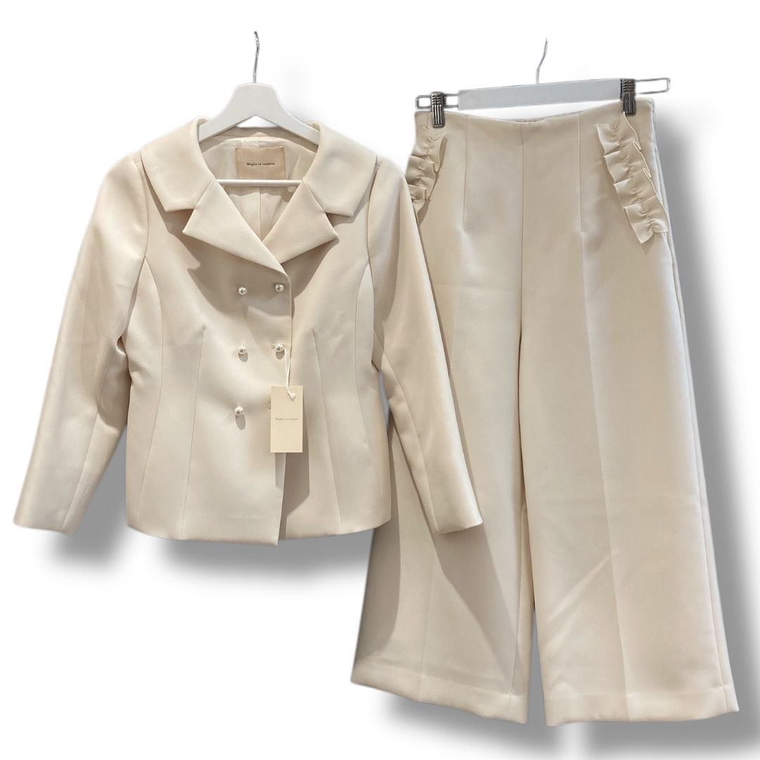 Maglie lecassetto フリル パールボタン ノーカラー ジャケット Maglie