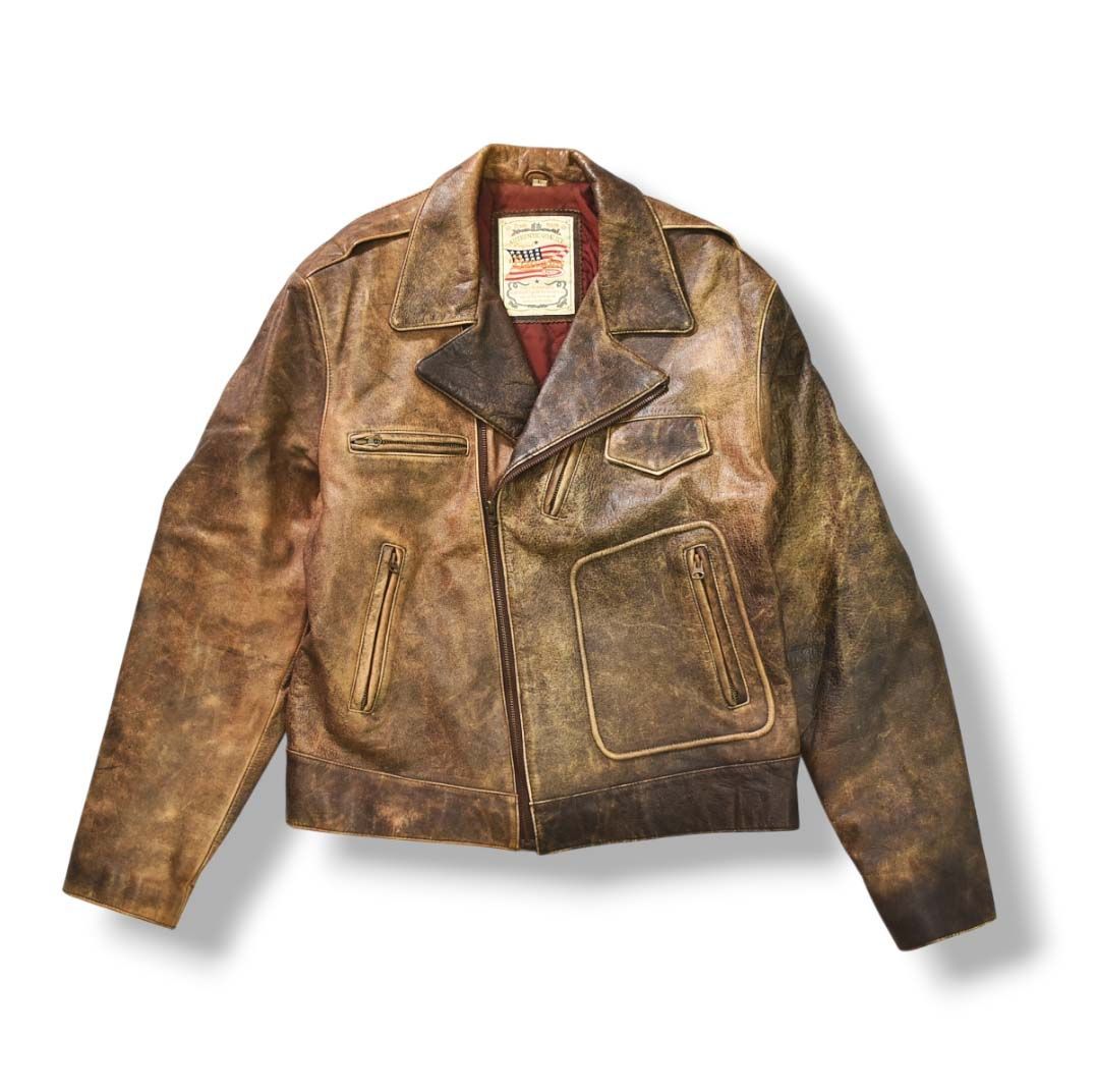 【Vintage】 90s ヴィンテージ ダブルライダース カウレザージャケット こなれた風合い】 90sヴィンテージ バルセドス BARCEDOS レザー ダブル
