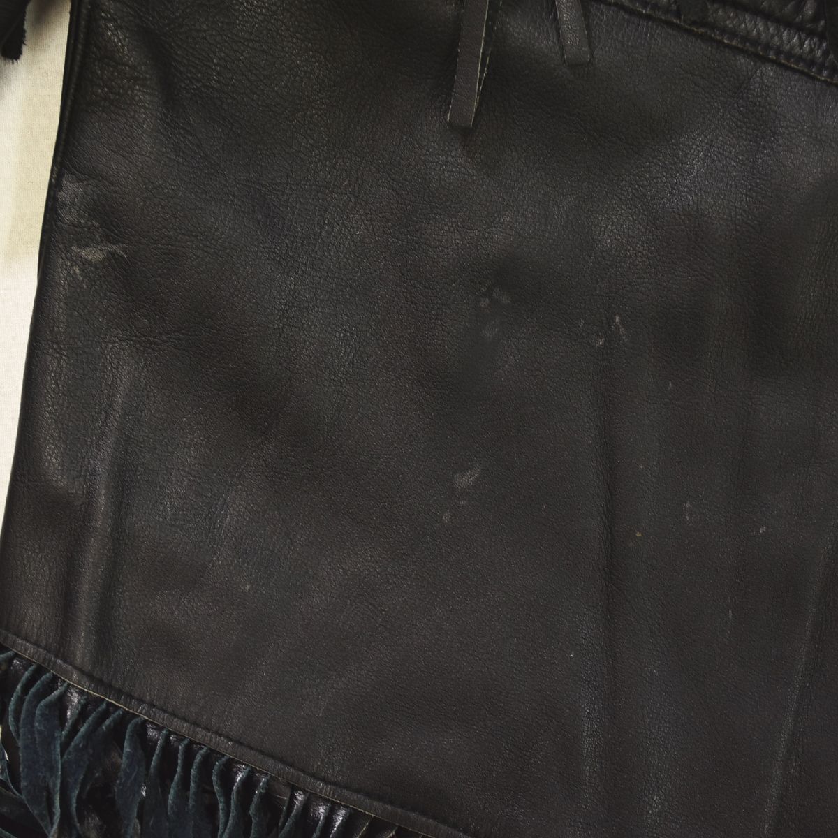 古着 unknown フリンジ レザージャケット フルスナップ 牛革 革ジャン