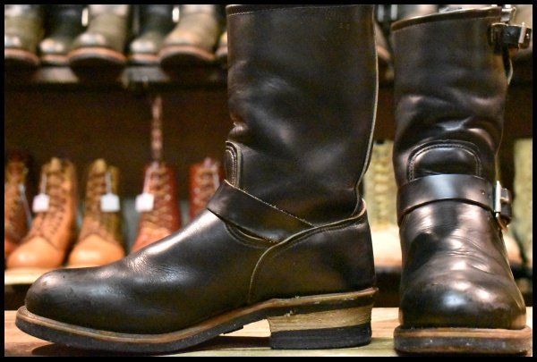 【8D 良品 PT91プリント 93年11月刻印】レッドウィング 2268 エンジニア 黒 ブラッククローム スチールトゥ ブーツ redwing HOPESMORE【FK094】