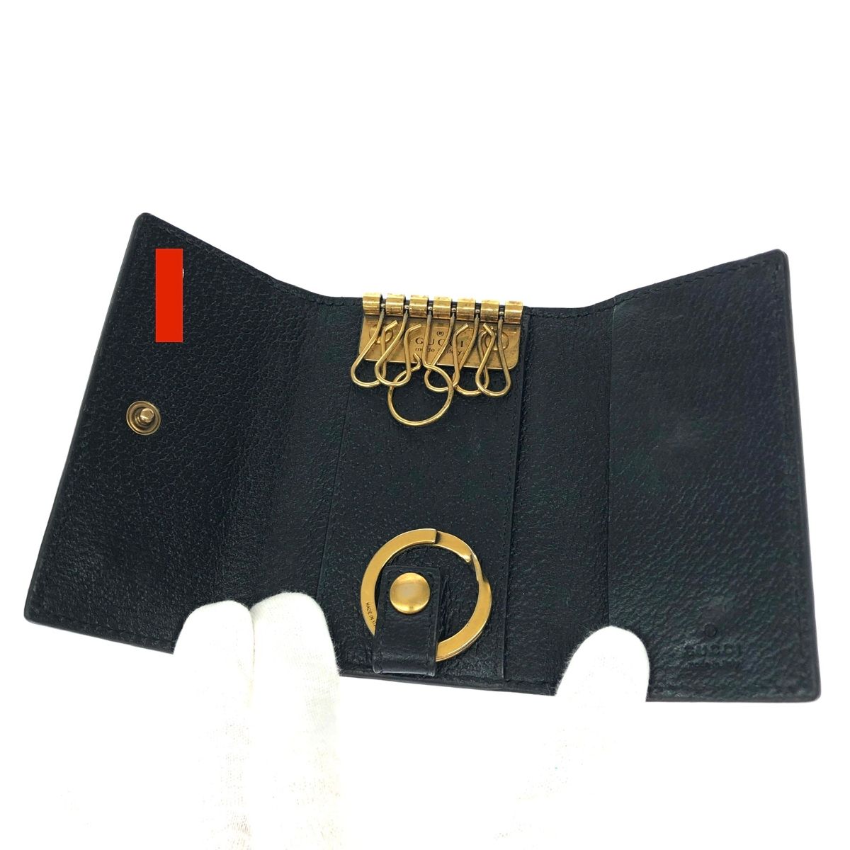 GUCCI グッチ 6連キーケース/GGマーモント レザー 最高 ブラック