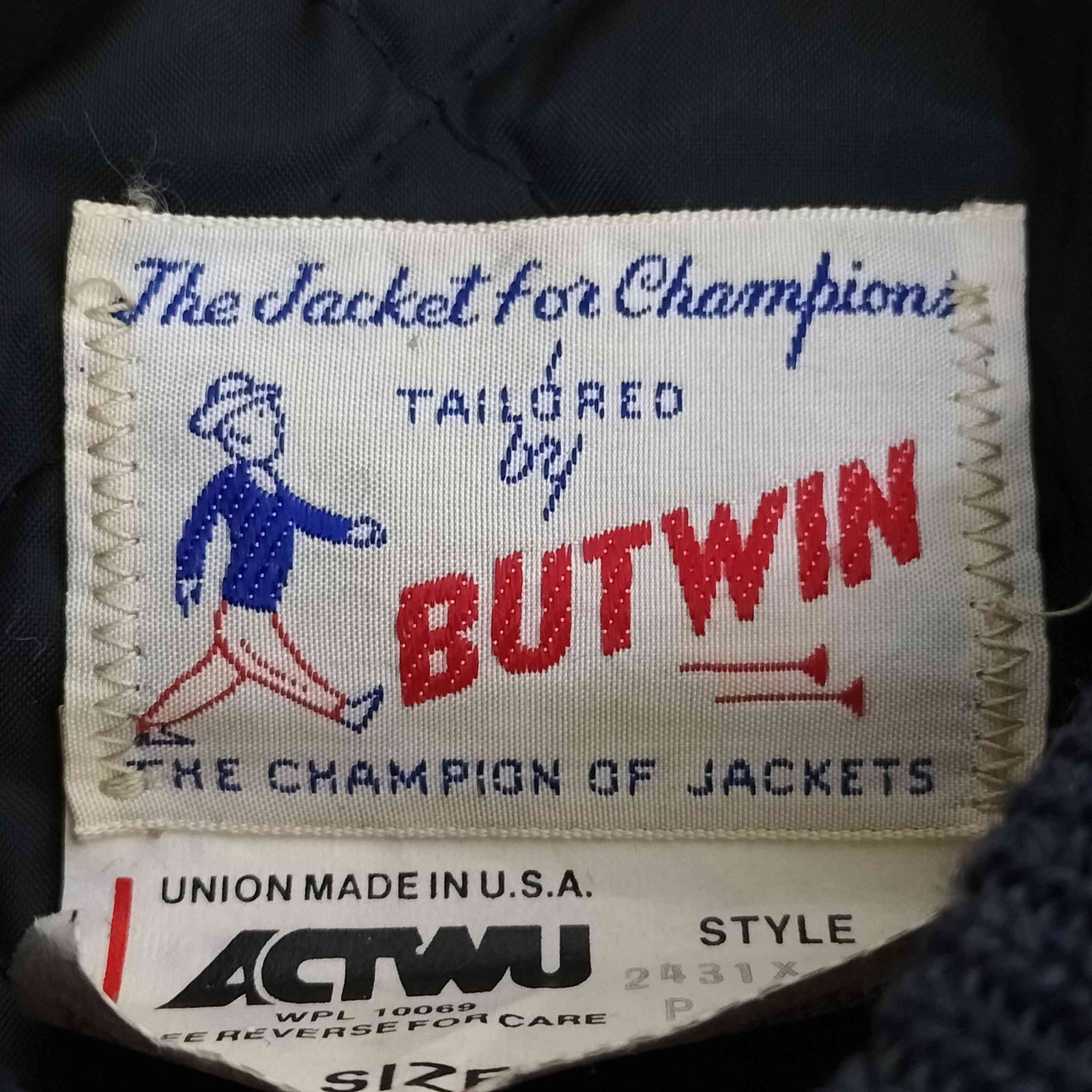 バトウィン BUTWIN 60S~70S アームレザー ウールスタジャン メンズ US