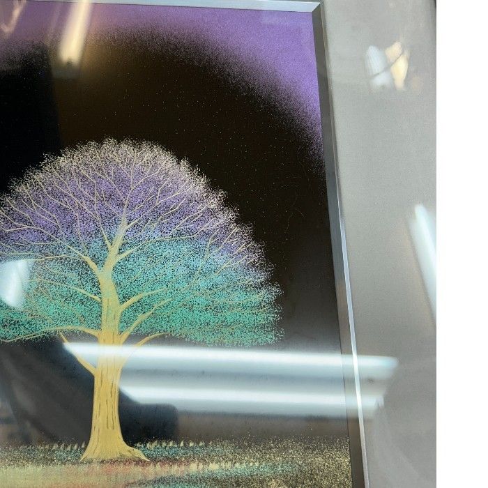 輪島塗 友田祐次 作 沈金 漆芸額 額 絵 インテリア おしゃれ 大樹 中古