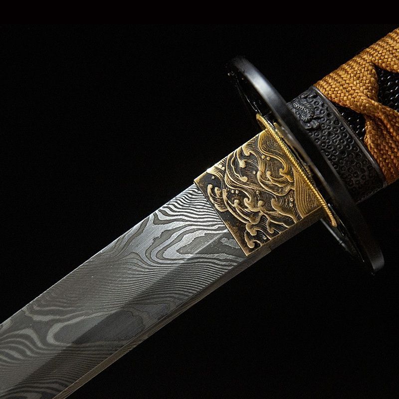 ダマスカス紋 武具　刀装具　日本刀　模造刀   居合刀 送料無料】手工 ダマスカス紋 日本刀 居合刀 非実用品 工芸品 武器模型