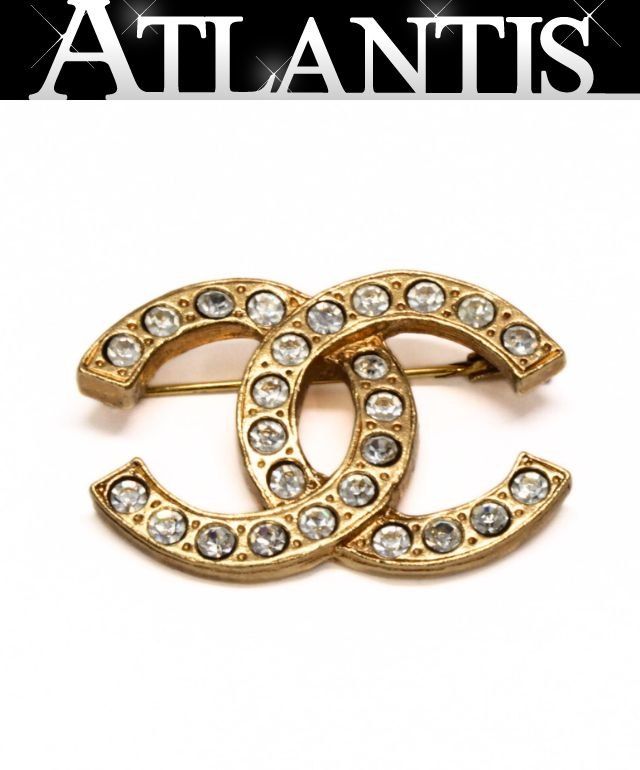 シャネル CHANEL ヴィンテージ きらきらココマーク ブローチ ゴールド 72592