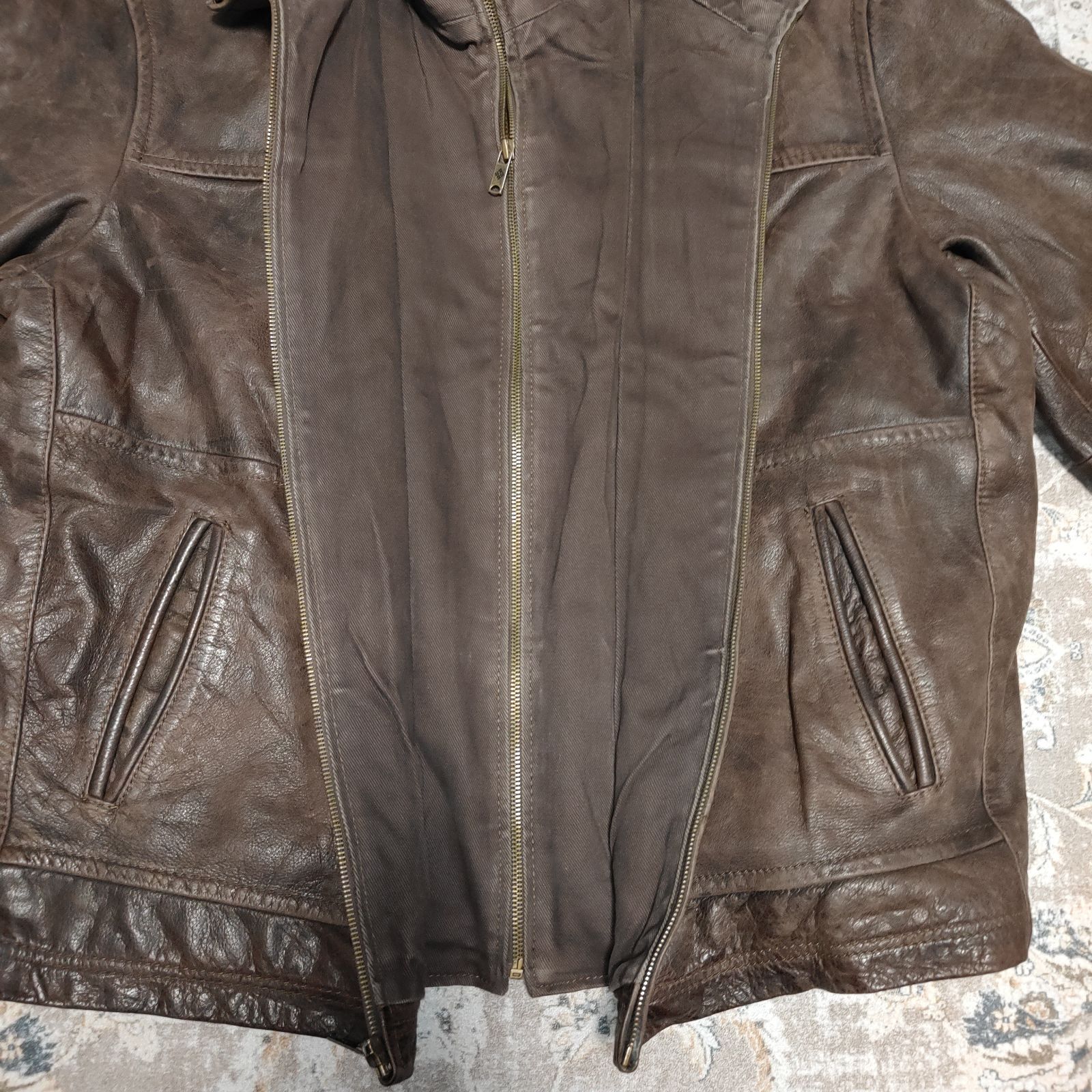 コロンビア COLUMBIA レザージャケット XXL 重ね着風 ダークブラウン 