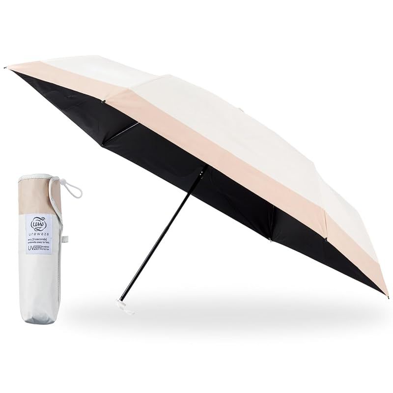 ムーンバット 3秒でたためる傘 urawaza 日傘 遮熱 遮光100 UVカット 晴雨兼用 手開き 形状記憶 畳みやすい 折りたたみ傘 ウラワザ バイ ツートン 親骨55 cm 30245 ベージュ 0