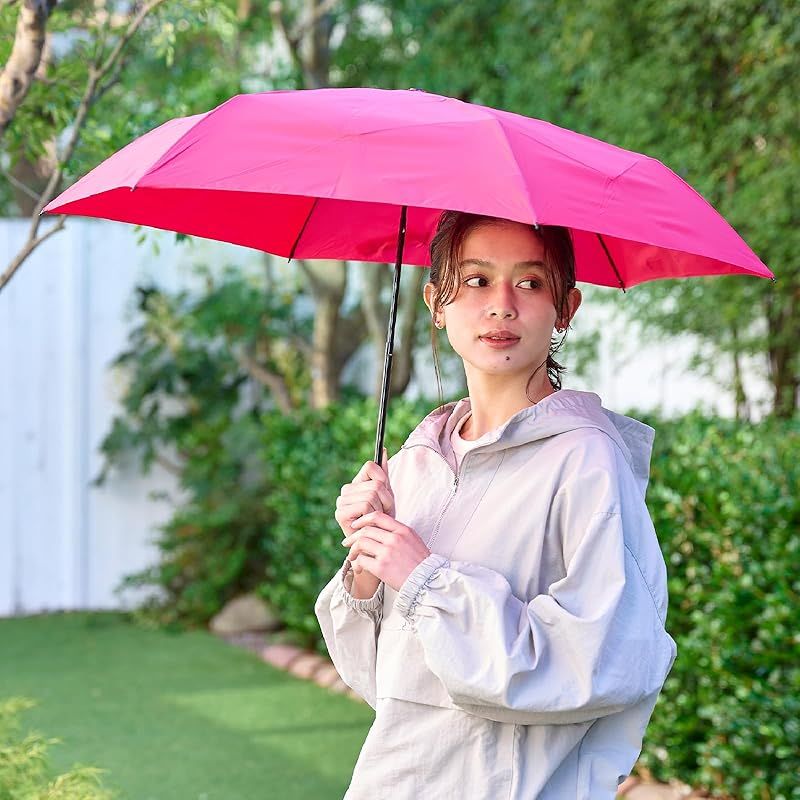 urawaza slim ウラワザ 折りたたみ傘 3秒でたためる傘 手開き ウラワザスリム 形状記憶 形状安定 無地 プレーン 簡単開閉 軽量 撥水 防汚 雨傘 UVカット 親骨50 cm 折り畳み傘 畳みやすい 10298 ローズピンク 1