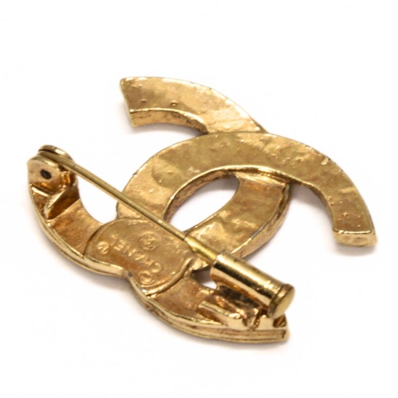 シャネル CHANEL ヴィンテージ きらきらココマーク ブローチ ゴールド ラージ 72591