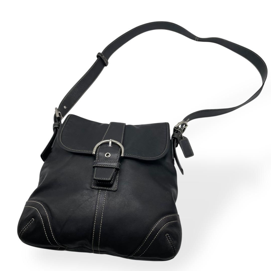 美品 COACH コーチ ソーホー ブラック ショルダーバッグ レザー 斜め