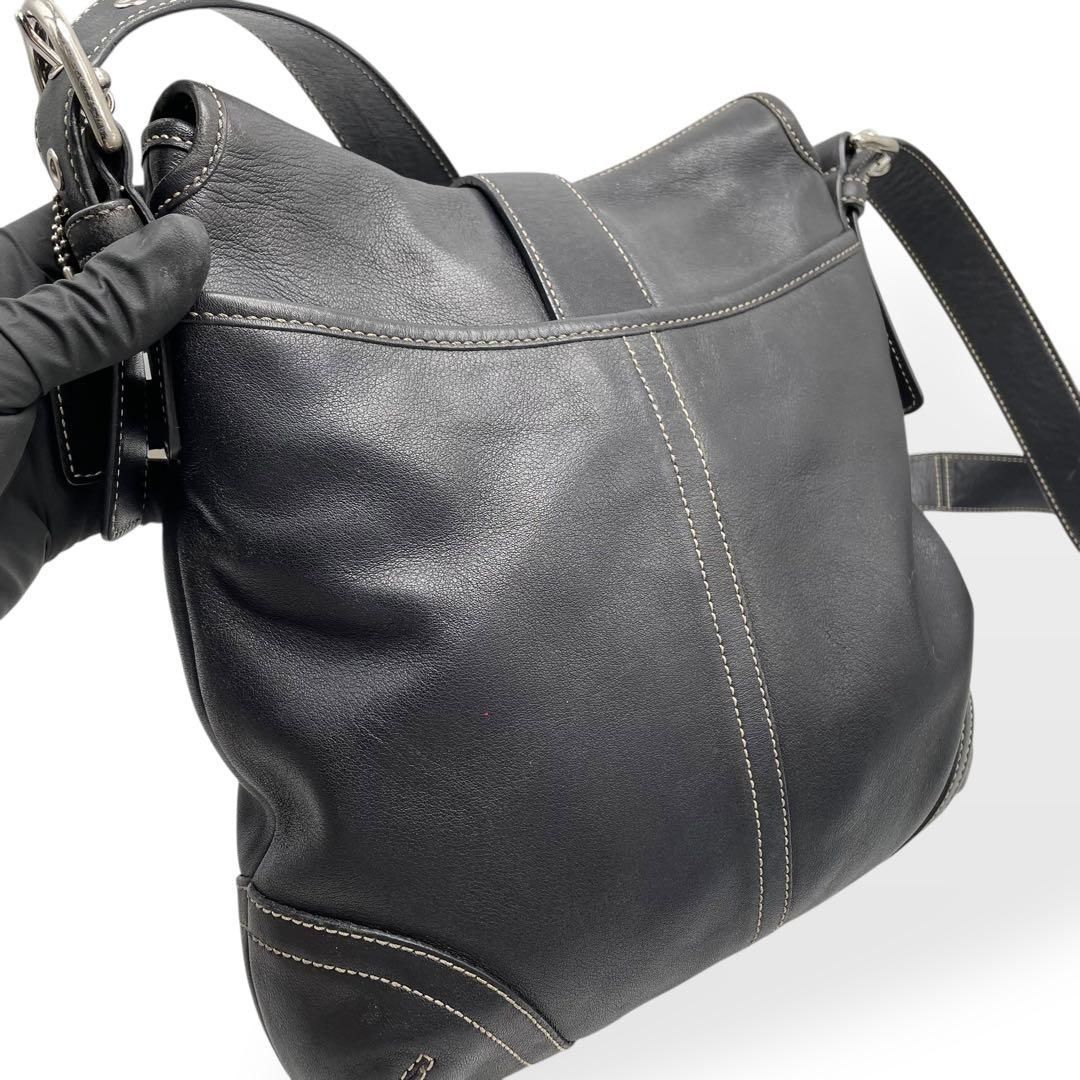 美品 COACH コーチ ソーホー ブラック ショルダーバッグ レザー 斜め