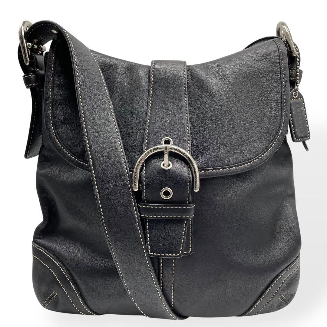 美品 COACH コーチ ソーホー ブラック ショルダーバッグ レザー 斜め