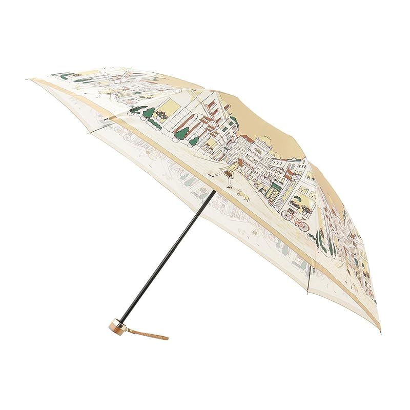 ムーンバット ダックス 雨傘 折りたたみ傘 サテン 街並み 21-125-11109-02 ベージュ 1