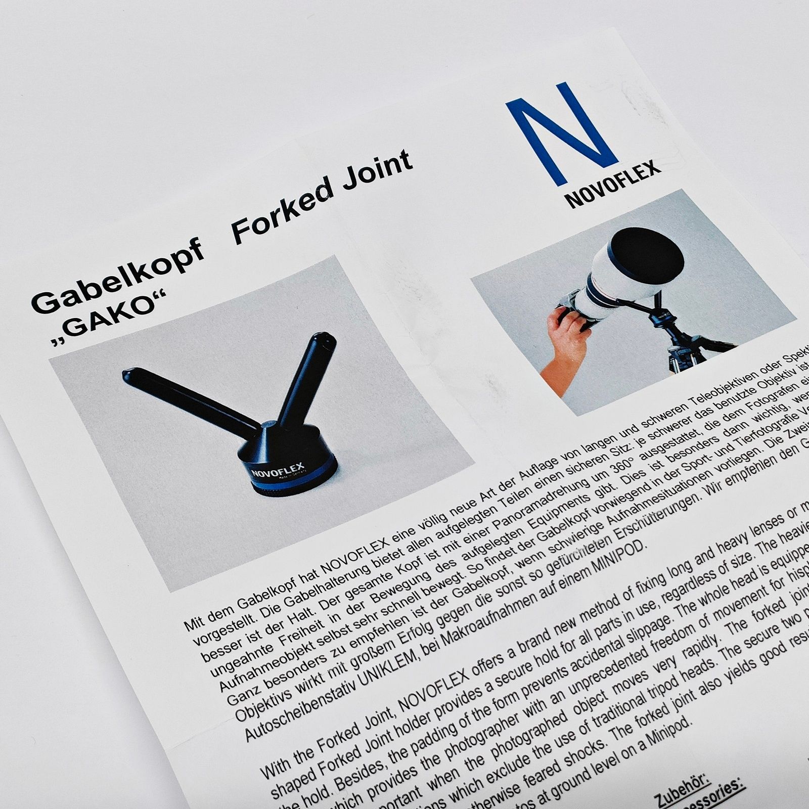 NOVOFLEX GAKO 撮影支持体 Y字 Forked Joint ノボガコ 三脚 撮影