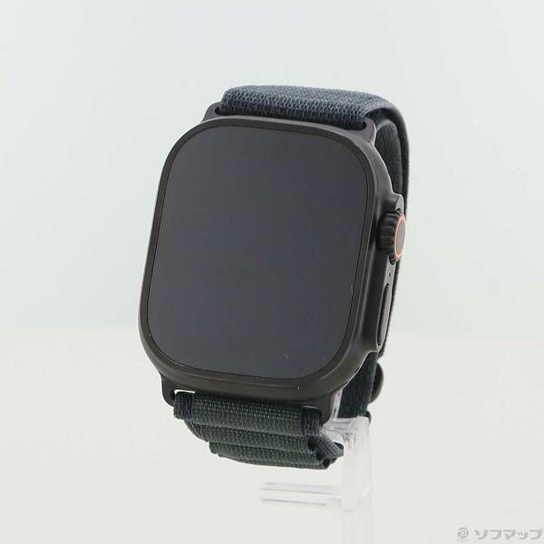 〔 〕 Apple Watch Ultra 2 GPS Cellular 49 mm ブラックチタニウムケース ダークグリーンアルパインループ 196
