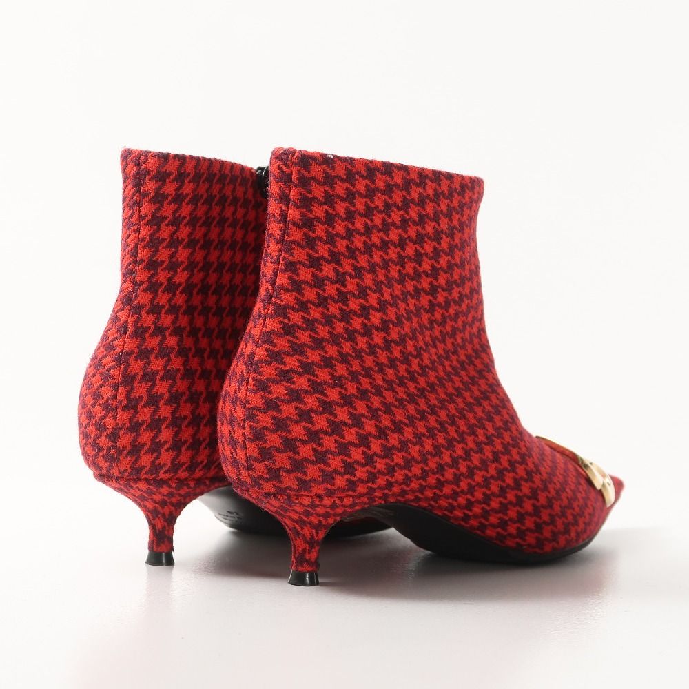 バレンシアガ ブーツ サイズ36 BB アンクルブーツ ポインテッドトゥ ハウンドトゥース イタリア製 ブランド古着 RA 6655