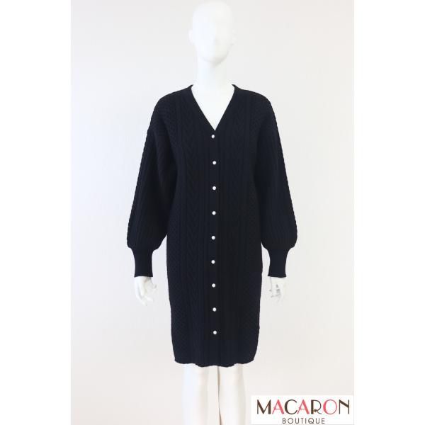 Rene ウールブレンドロングカーディガン 5142060 黒 ブラック パールボタン 2021年商品 ルネ