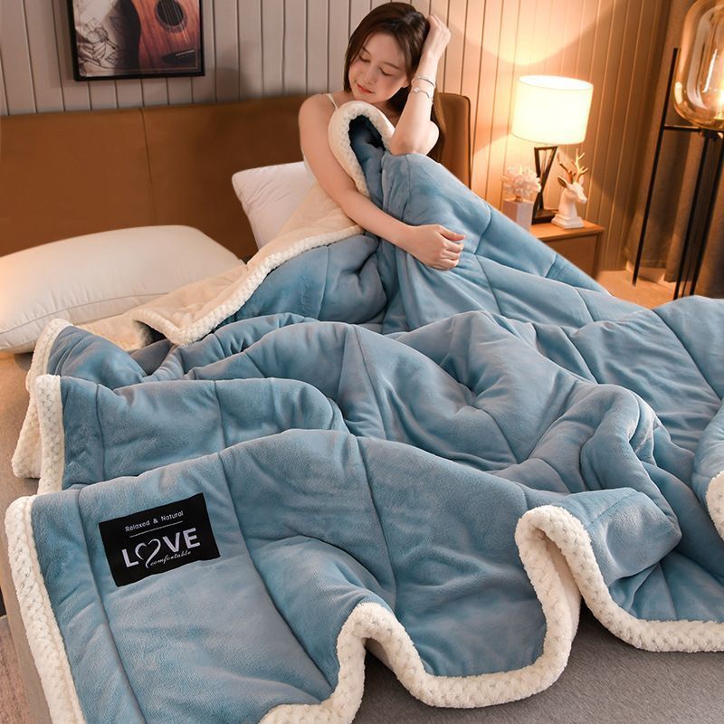 寝具 新品 北欧風 暖かい キングサイズ 毛布布団 厚手3層 中わた入り