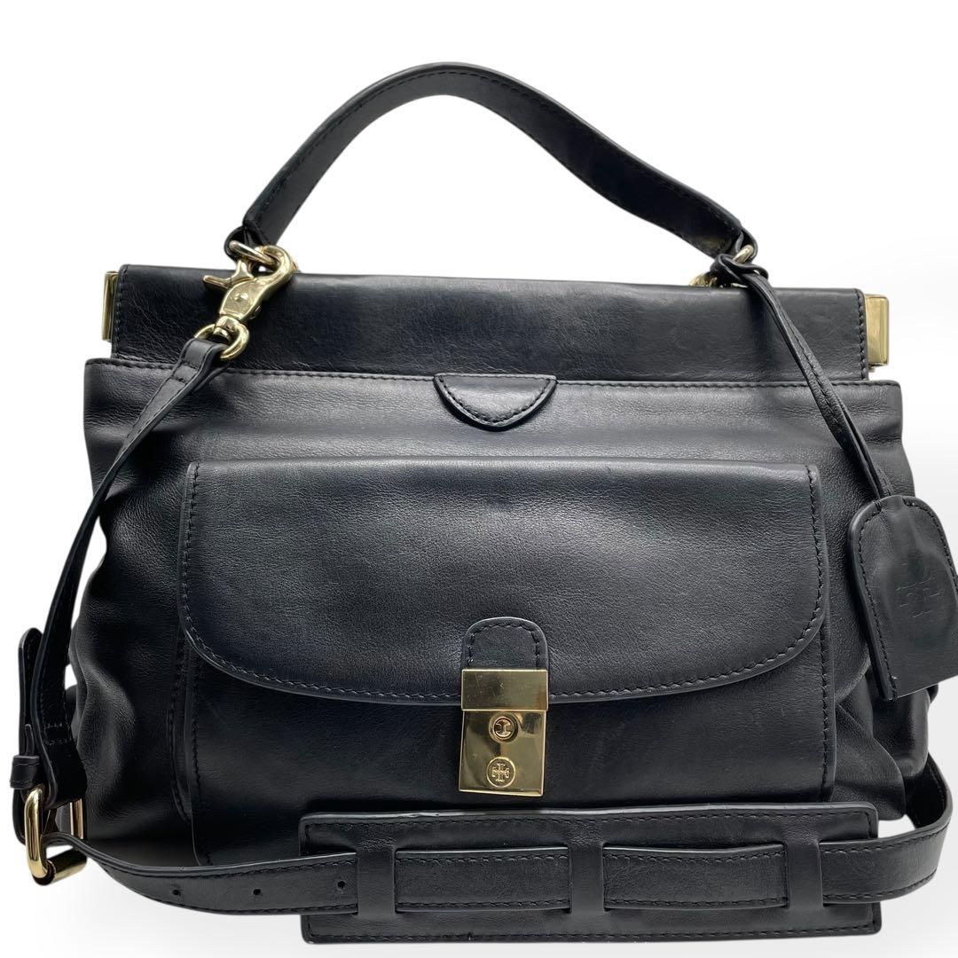 良品 Tory Burch 希少 2way ショルダーバッグ レザー ブラック - メルカリ