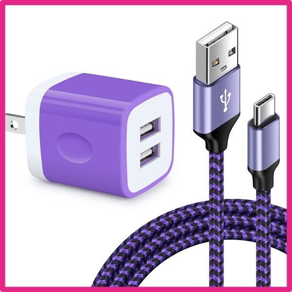 Purple Viviber アンドロイド充電器 PSE認証済み タイプc ケーブル1本